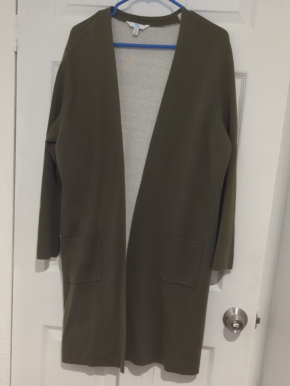 Time and Tru Olive Green Open Front Long Cardigan